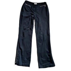 St. John Sport Dark Blue Black High Waisted Flare Stretch Zip Trouser Jean Sz 6
